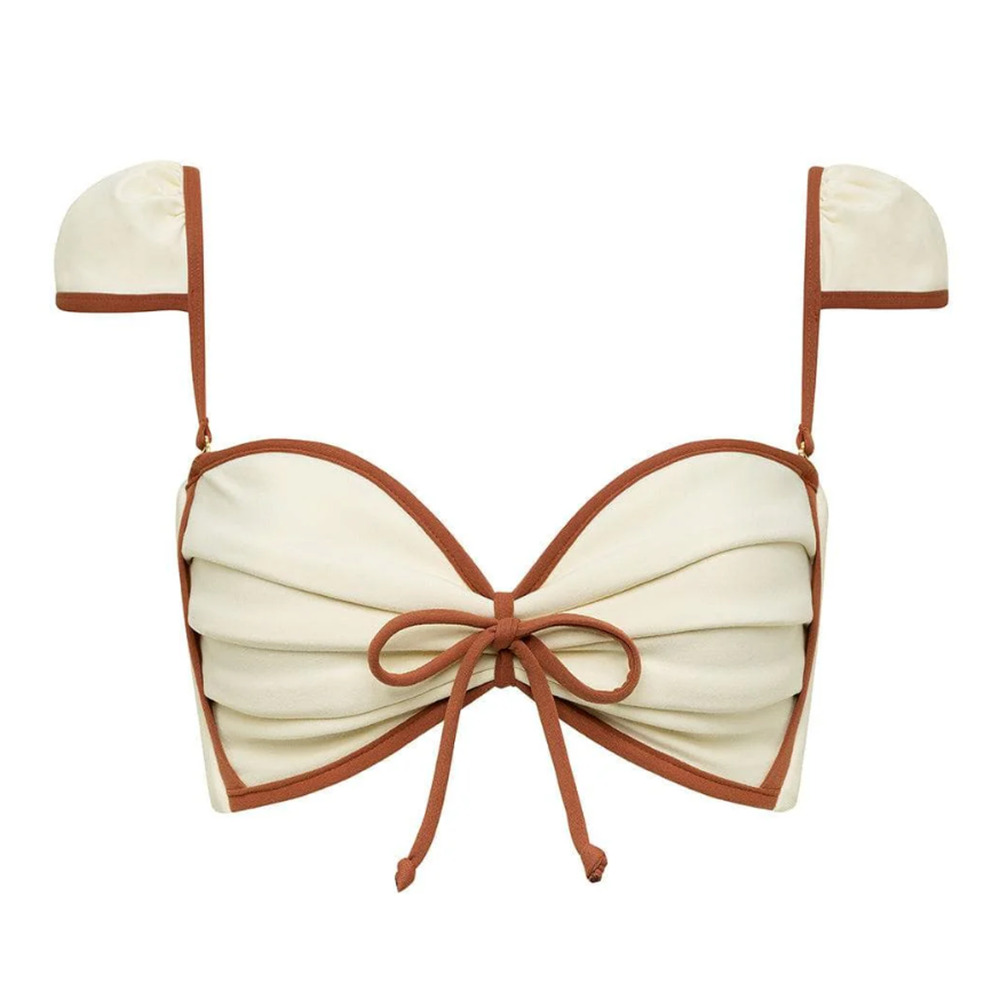 NEW MONTCE OAT TERRACOTTA BINDED CABANA BOWS BIKINI SWIMSUIT SWIM TOP SZ M - Picture 8 of 12